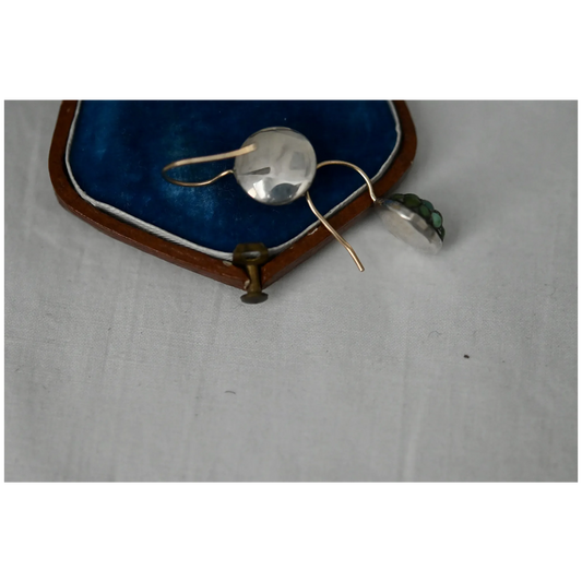 Antique Victorian Turquoise Bombe Pave Set 9ct Drop Earrings