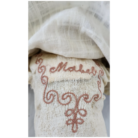 Antique Victorian Wax Over Composition Face Doll Named "Mabel"