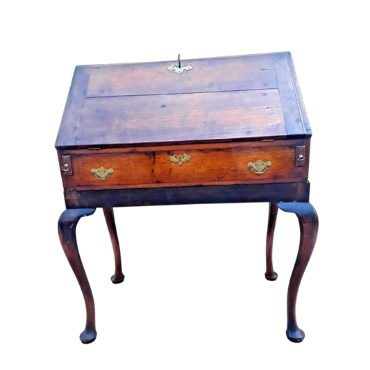 Georgian Oak Bureau on Cabriole Stand – 18th Century Elegance