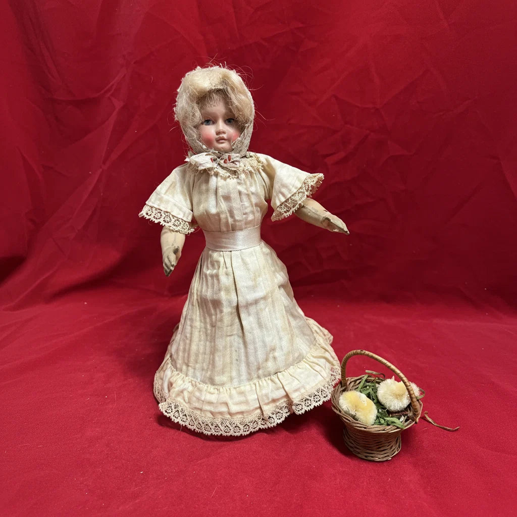Antique German Mechanical Dancing Doll with Celluloid Head
