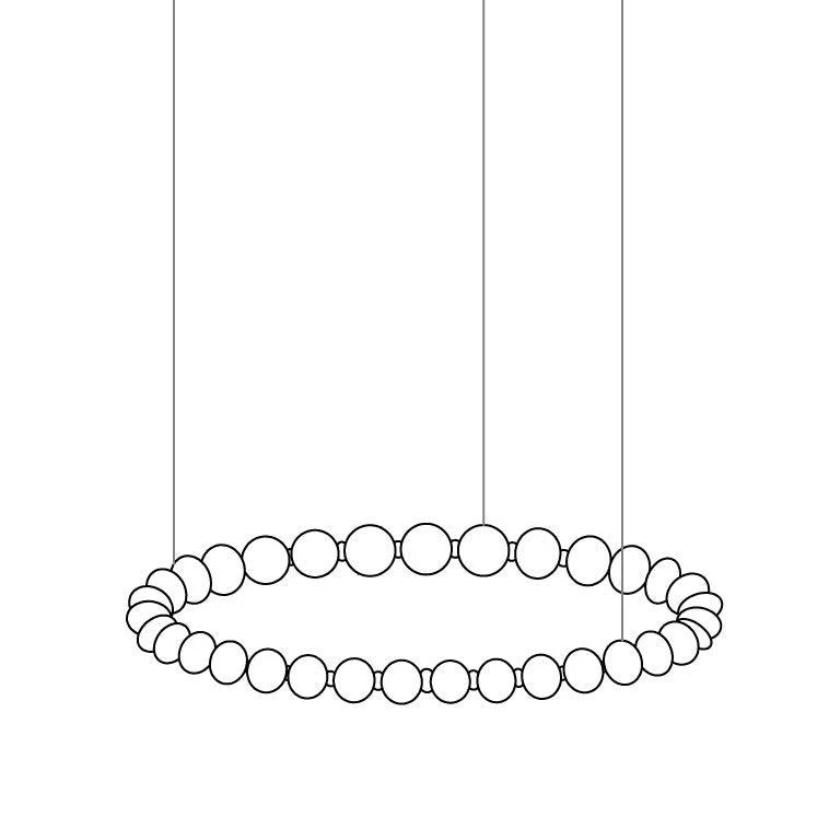 Pearl Necklace Balls Chandelier 36-Balls ? 31.5″ x H 59″ / Gold & White / Warm Light 1001 Chandelier