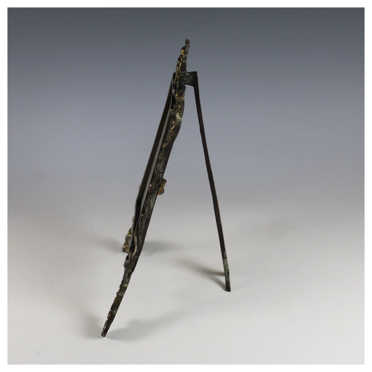 19th C French Gilt Bronze Photo Frame w Easel