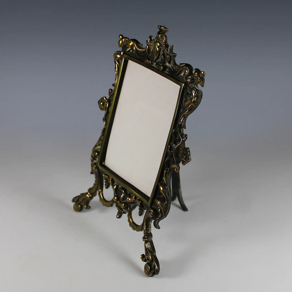 19th Century French Gilt Bronze Photo Frame with Easel Stand