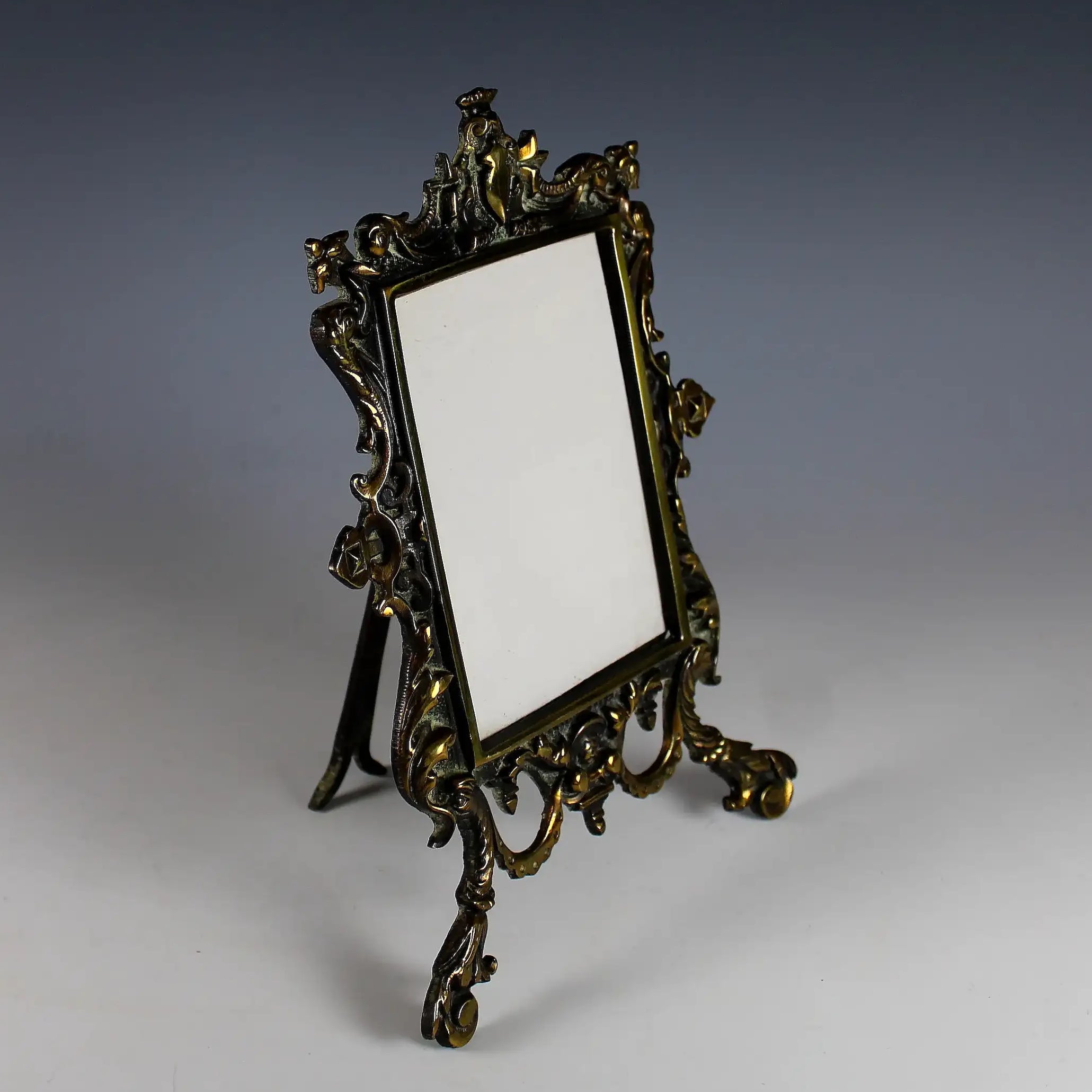 19th Century French Gilt Bronze Photo Frame with Easel Stand