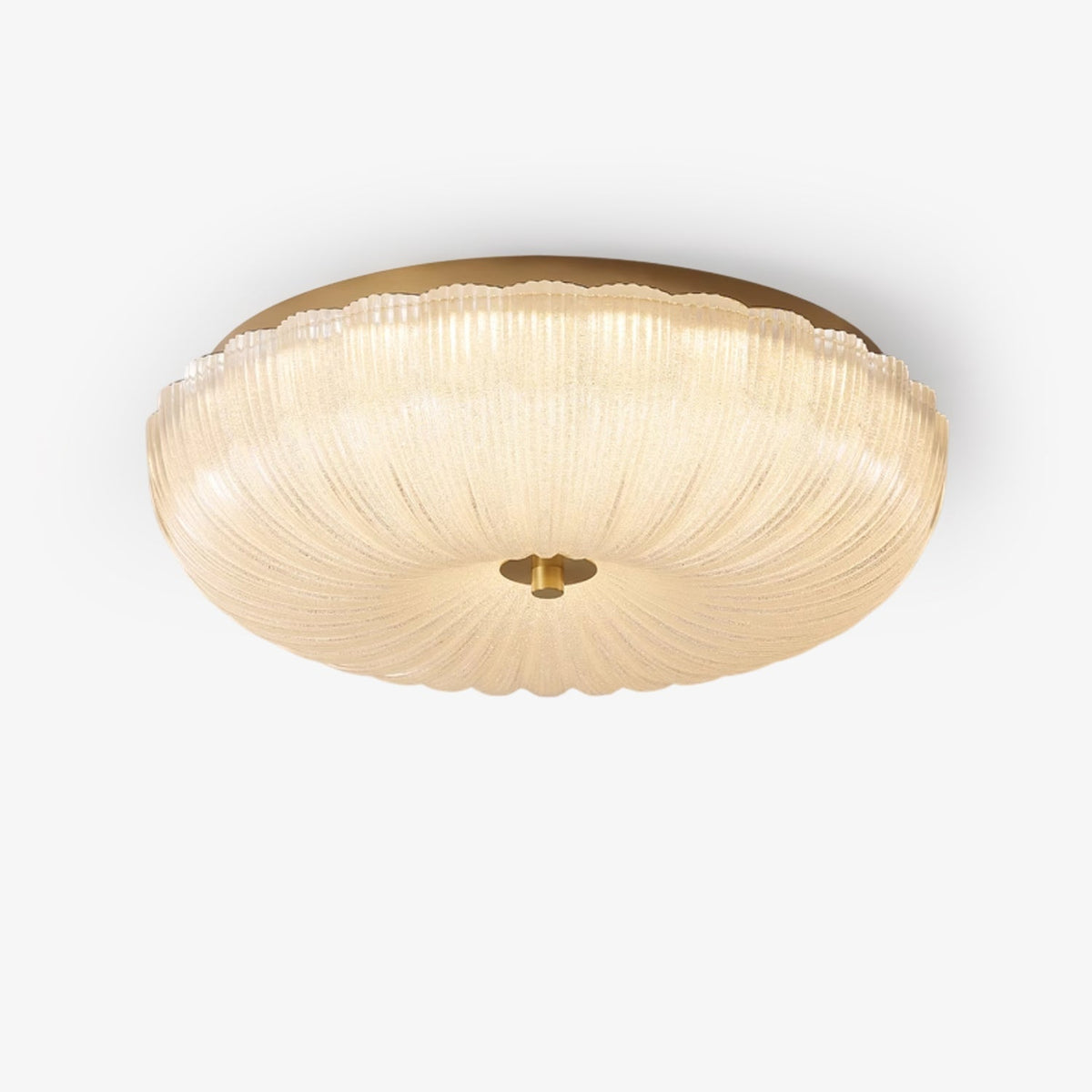 Ripple Glass Ceiling Light ? 7.9″ x H 4.7″ / Gold & Frosted White / Warm Light