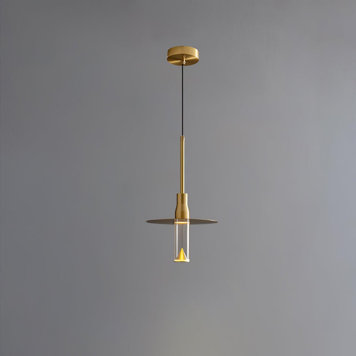 Acrylic Hat Plate Pendant Light Model A ? 1.6″ x H 13.8″ / Dia 4cm x H 35cm / Brass / Three-Color Changing Light