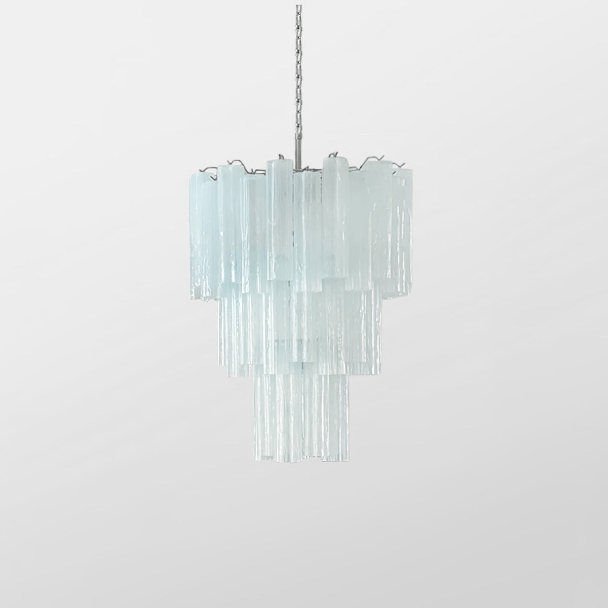 Addis Chandelier 3 layers ? 27.6″ x H 26.8″ / Dia 70cm x H 68cm / Light Blue & Chrome Chandelier
