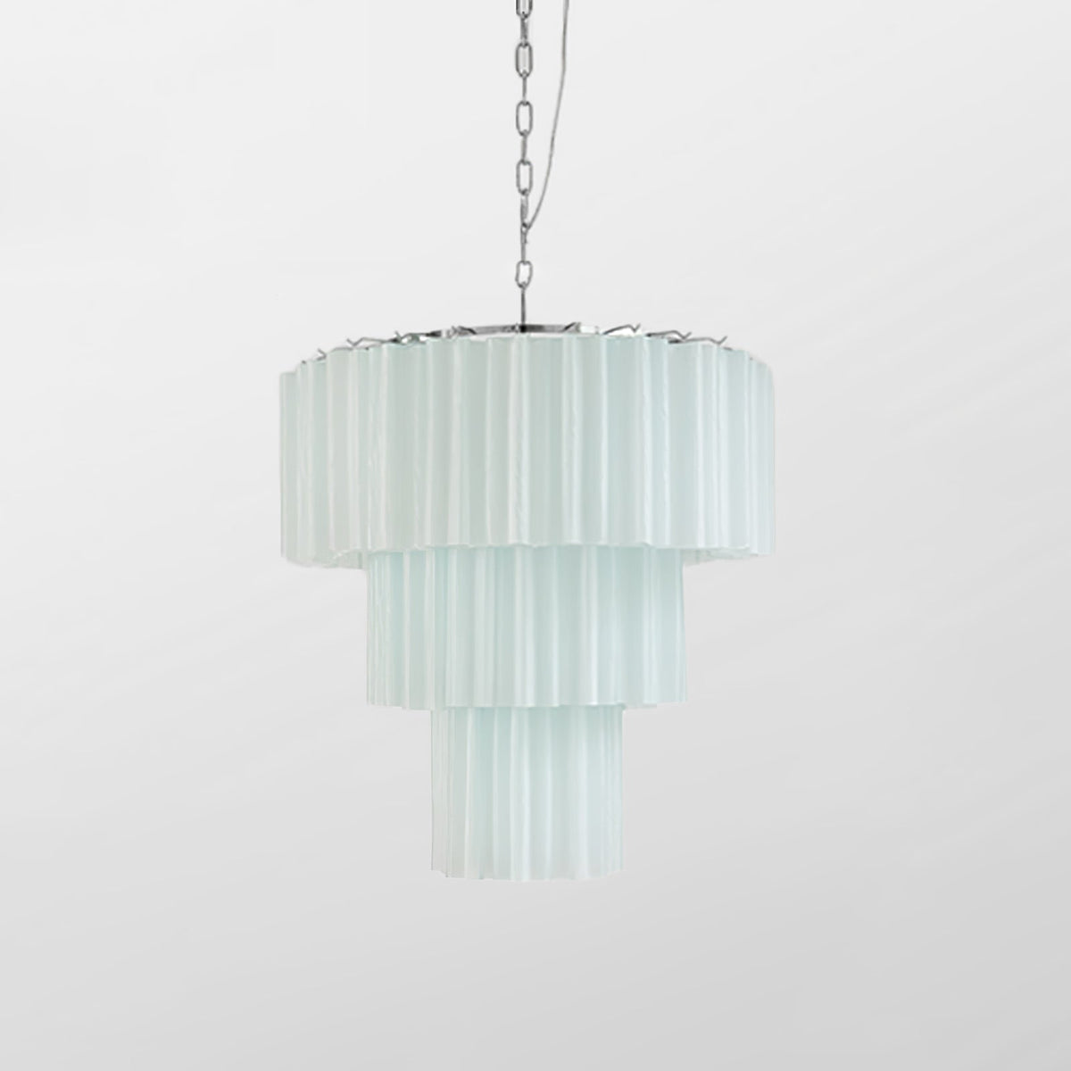Addis Chandelier 3 layers ? 23.6″ x H 25.6″ / Dia 60cm x H 65cm / Light Blue & Chrome Chandelier