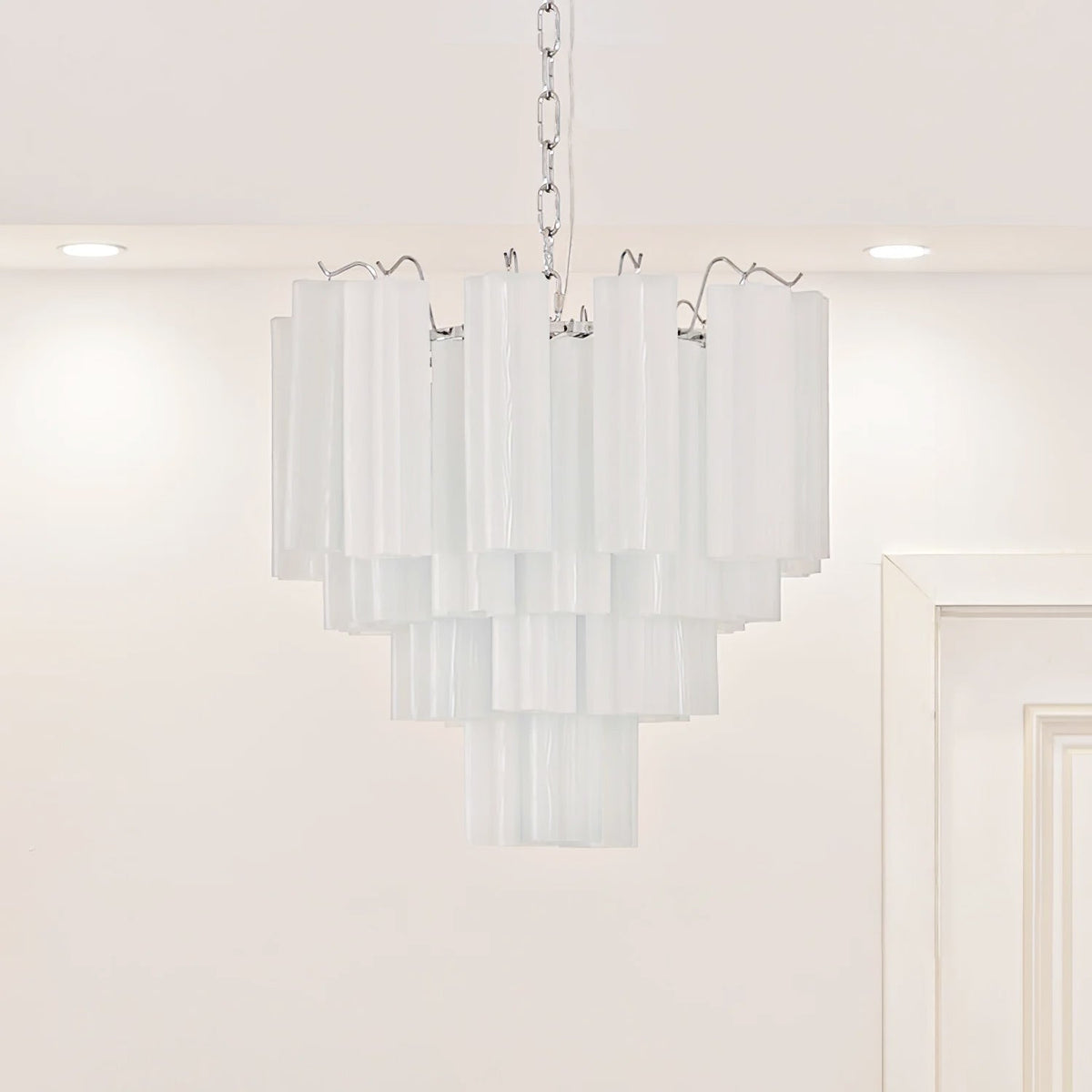 Addis Chandelier 3 layers ? 22.8″ x H 19.7″ / Dia 58cm x H 50cm / White & Chrome Chandelier