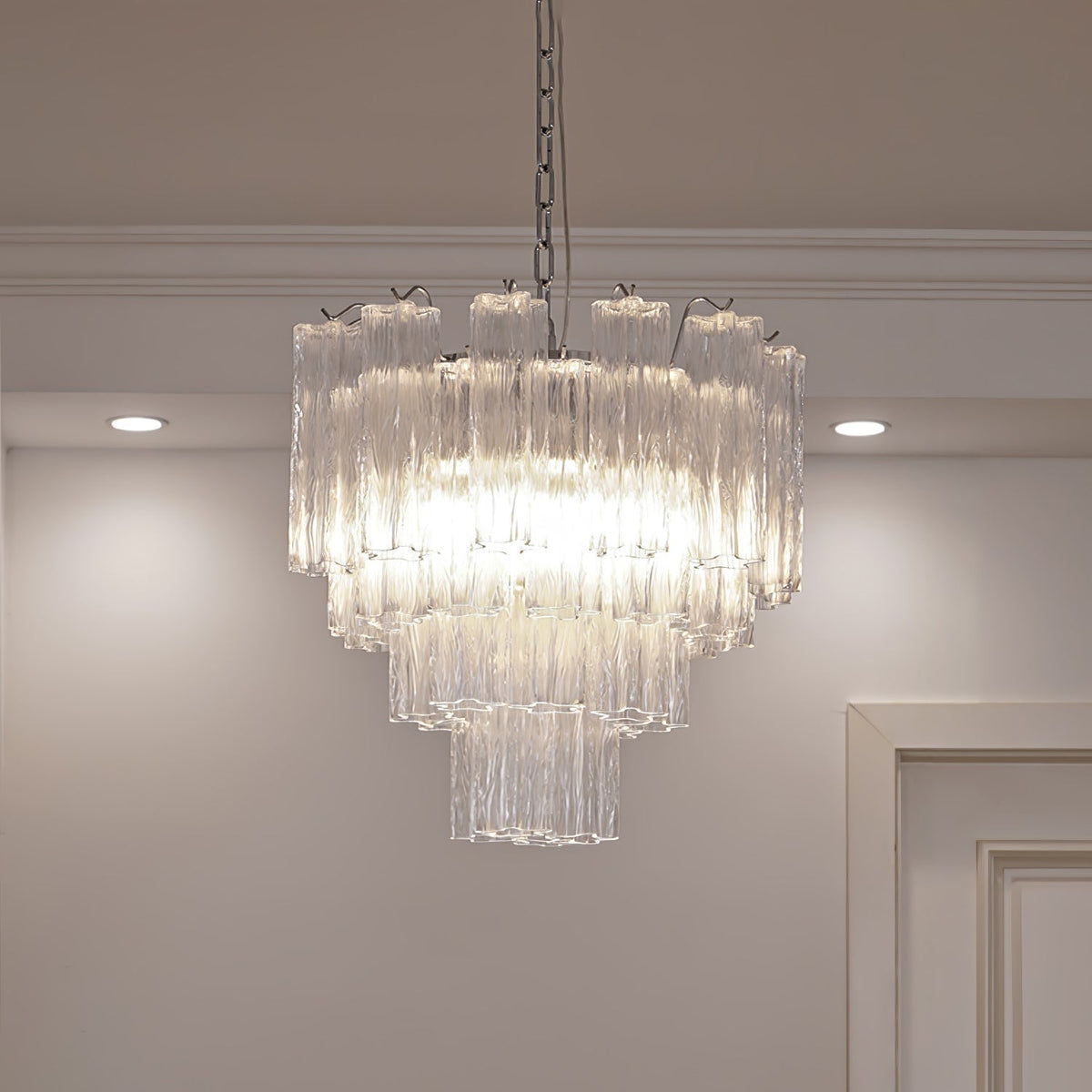 Addis Chandelier 3 layers ? 22.8″ x H 19.7″ / Dia 58cm x H 50cm / Clear & Chrome Chandelier