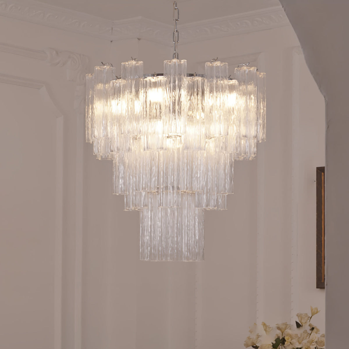 Addis Chandelier 3 layers ? 27.6″ x H 26.8″ / Dia 70cm x H 68cm / Clear & Chrome Chandelier