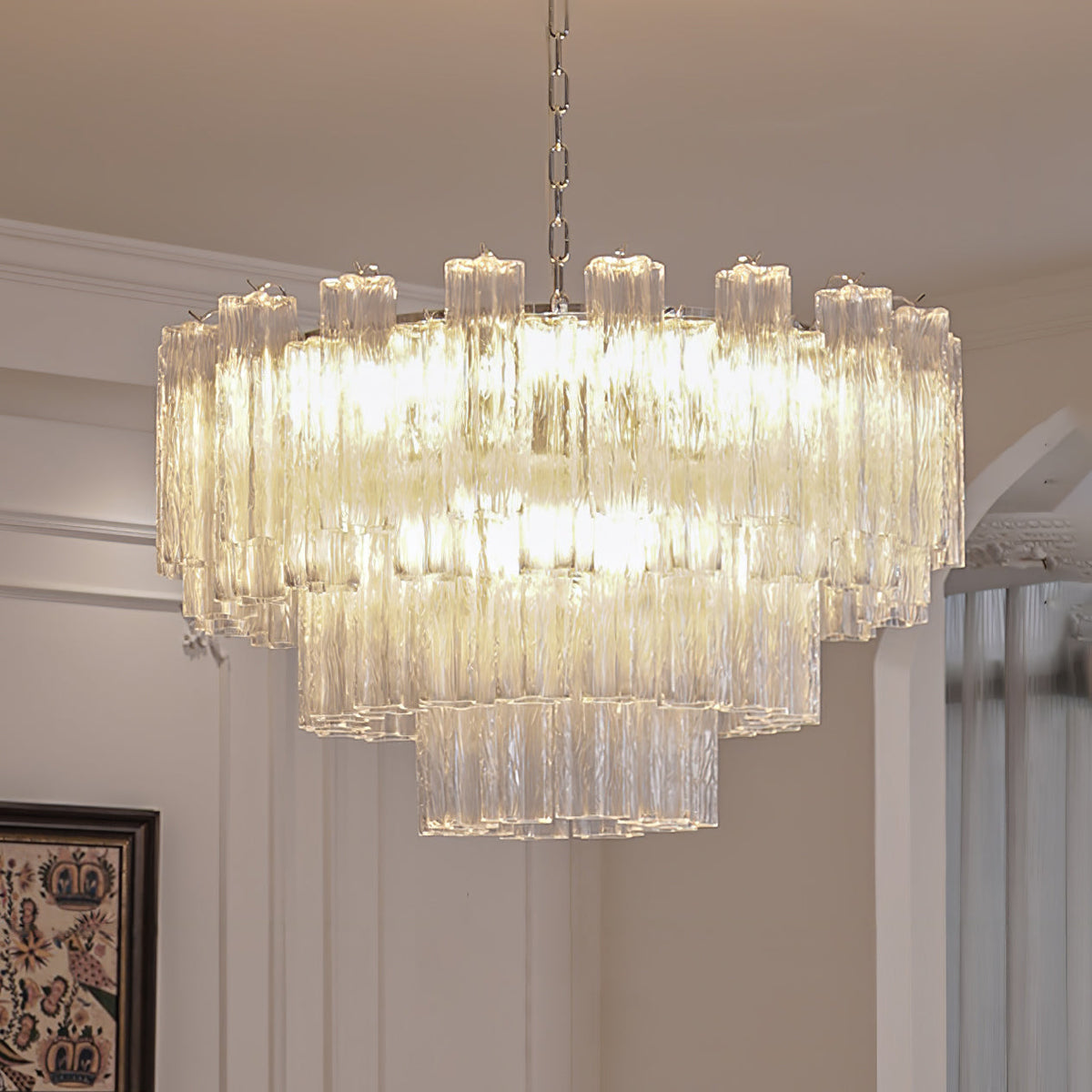 Addis Chandelier 4 layers ? 31.5″ x H 23.6″ / Dia 80cm x H 60cm / Clear & Chrome Chandelier