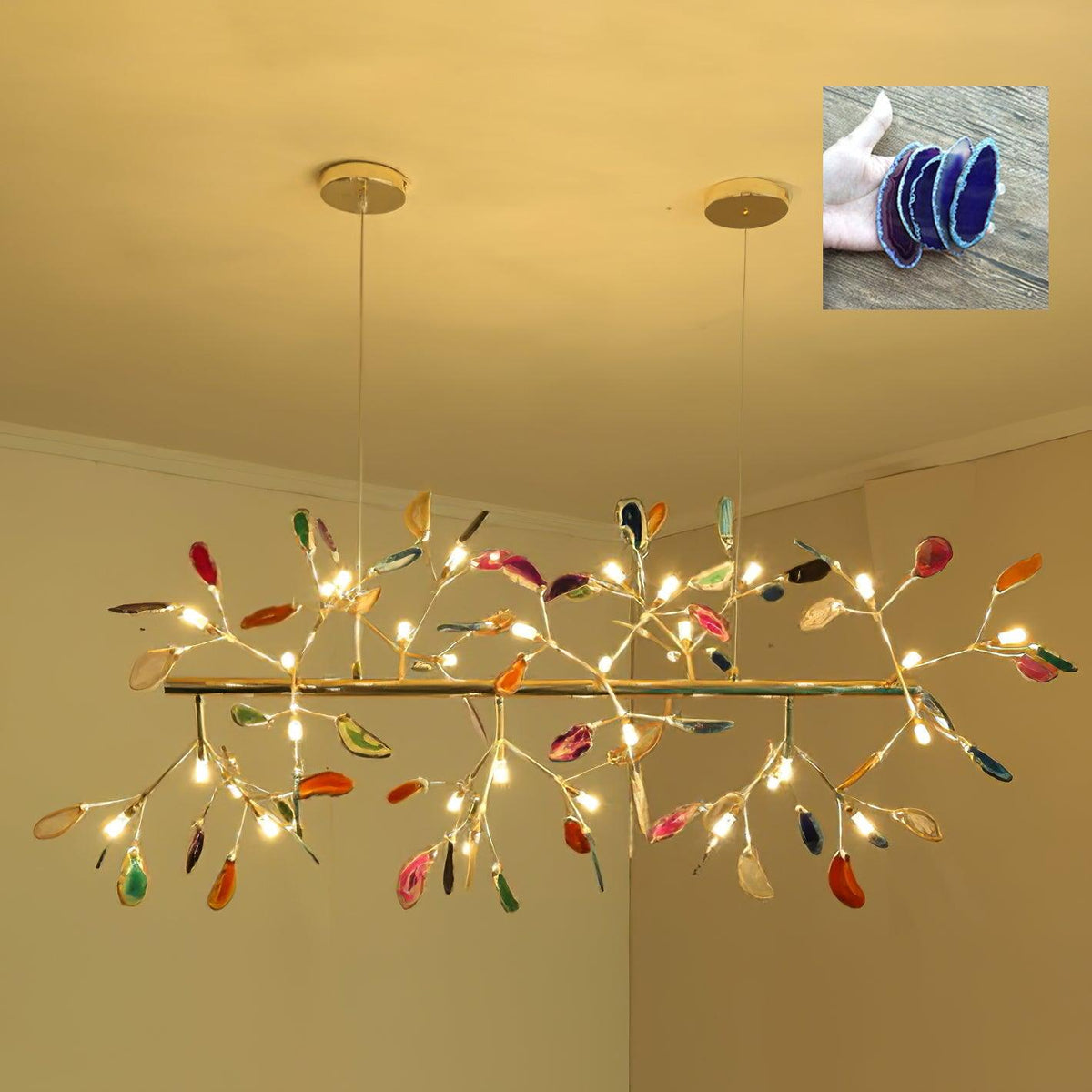 Agate Flake Chandelier 32 heads L 51.2 x H 19.7″/ L 130cm x H 50cm / Purple Chandelier