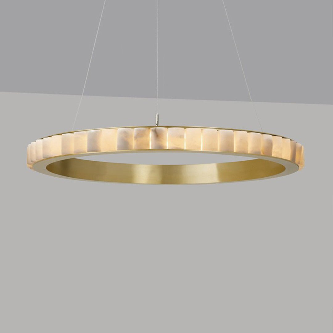 Alabaster Avalon Halo Chandelier ? 31.5″ x H 3.1″ / Brass / Warm Light Chandelier