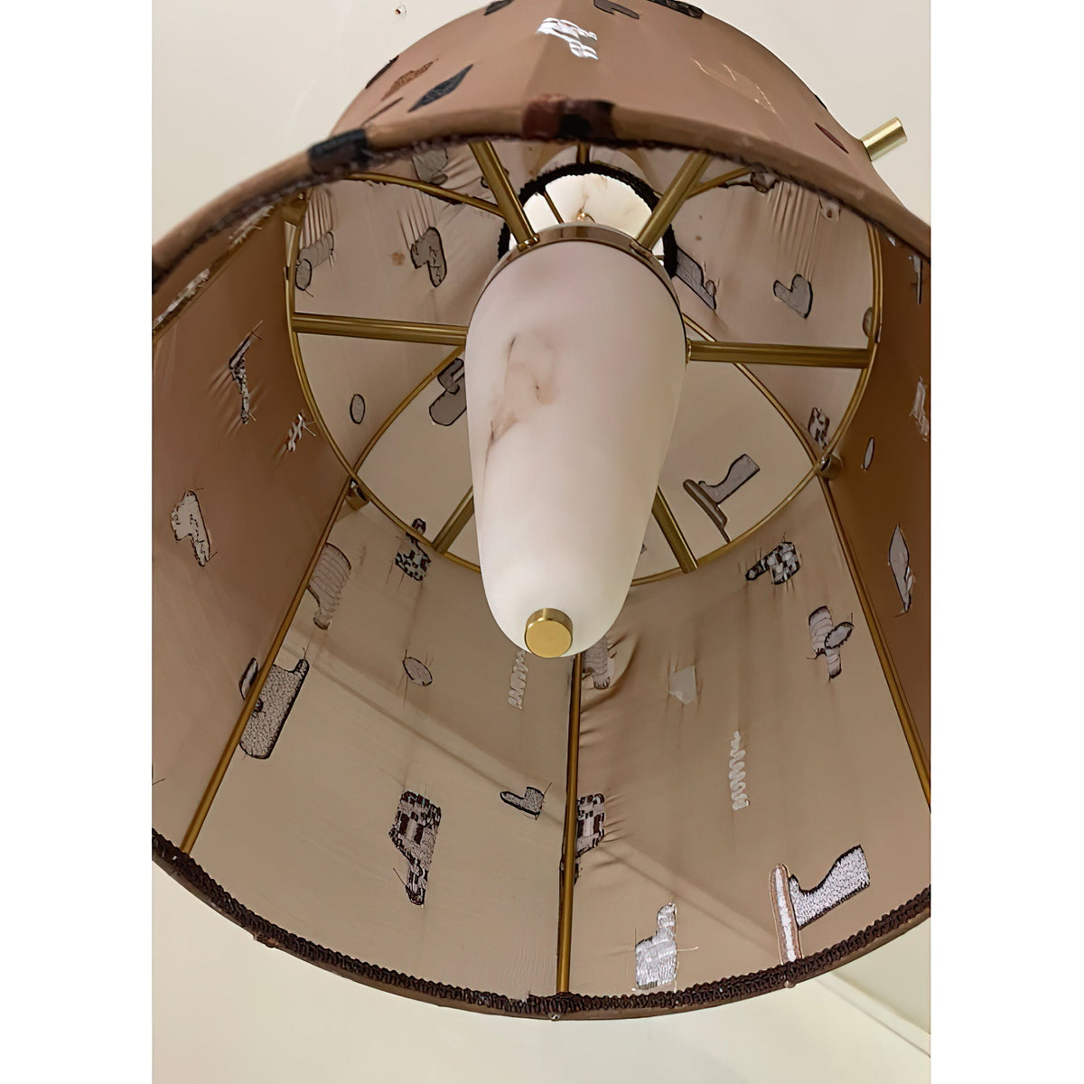 Alabaster Embroidered Pendant Lamp