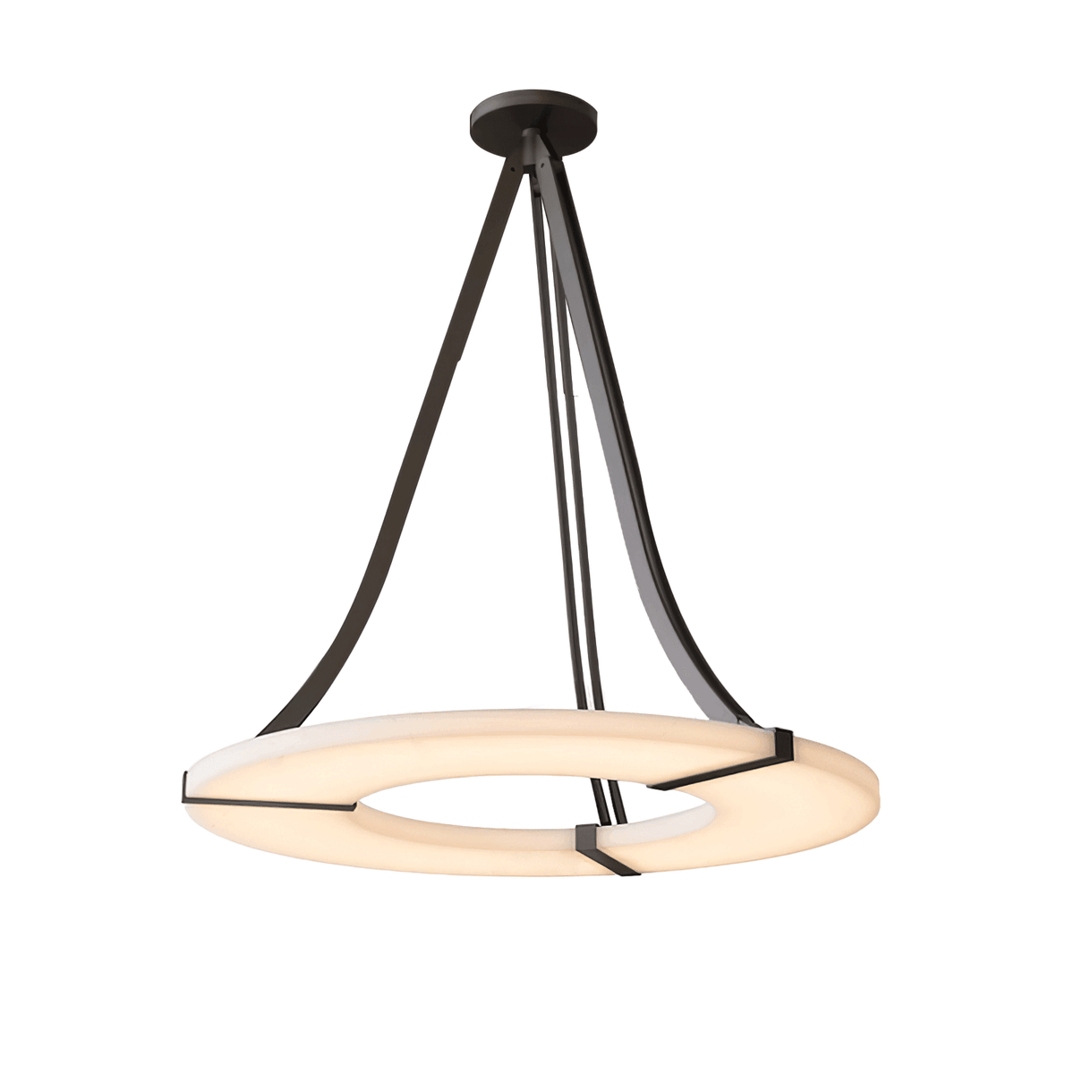 Alabaster Halo Pendant Light ? 23.6″ x H 19.7″ / Dia 60cm x H 50cm / Black & White / Warm Light Chandelier