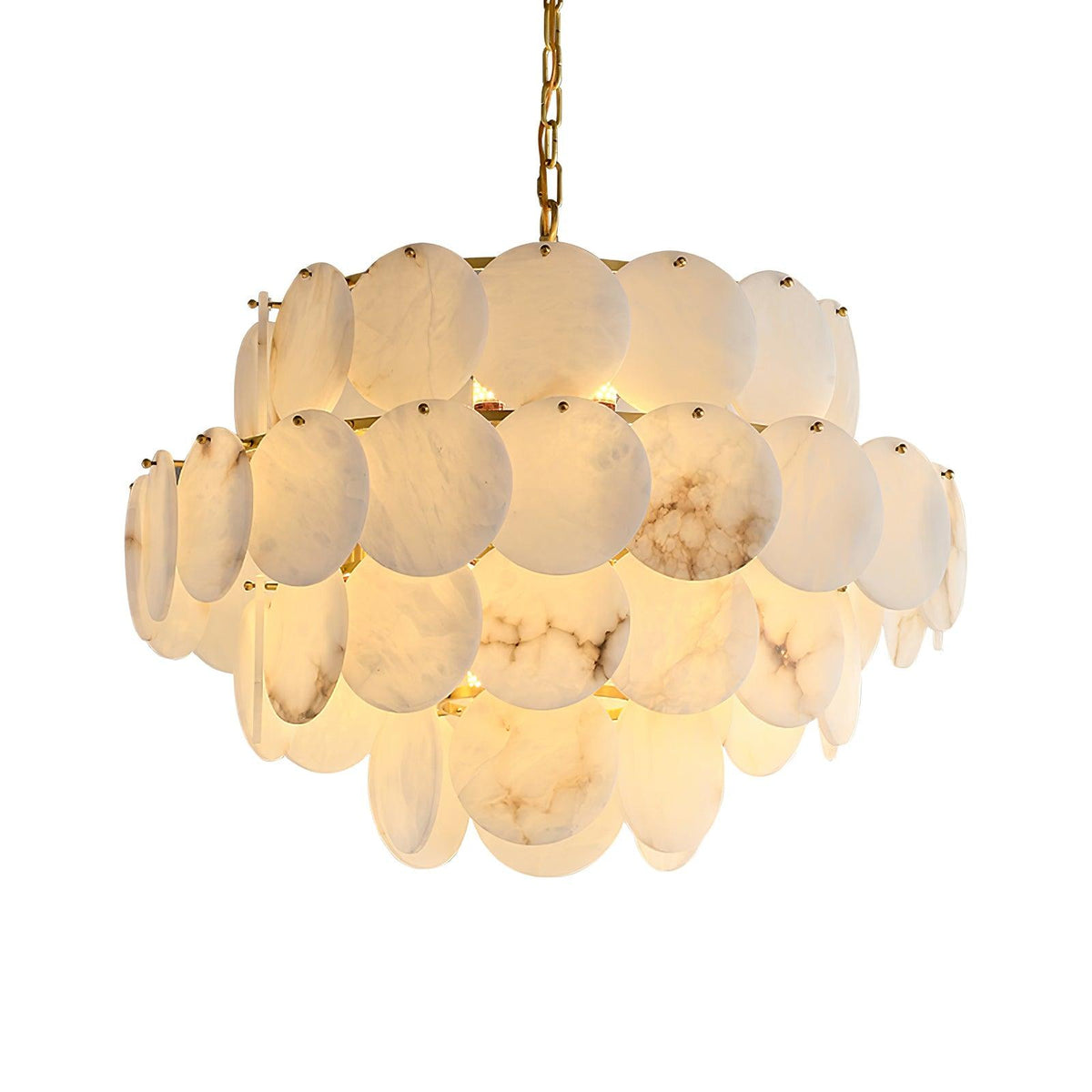 Alabaster Shell Brass Chandelier 4 layers ? 31.5″ x H 29.5″ / Dia 80cm x H 75cm (E14*21) / Brass & White Chandelier