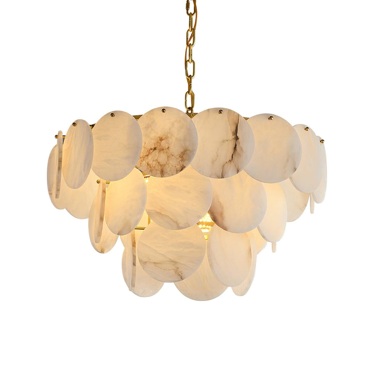 Alabaster Shell Brass Chandelier 3 layers ? 23.6″ x H 21.7″ / Dia 60cm x H 55cm (E14*15) / Brass & White Chandelier