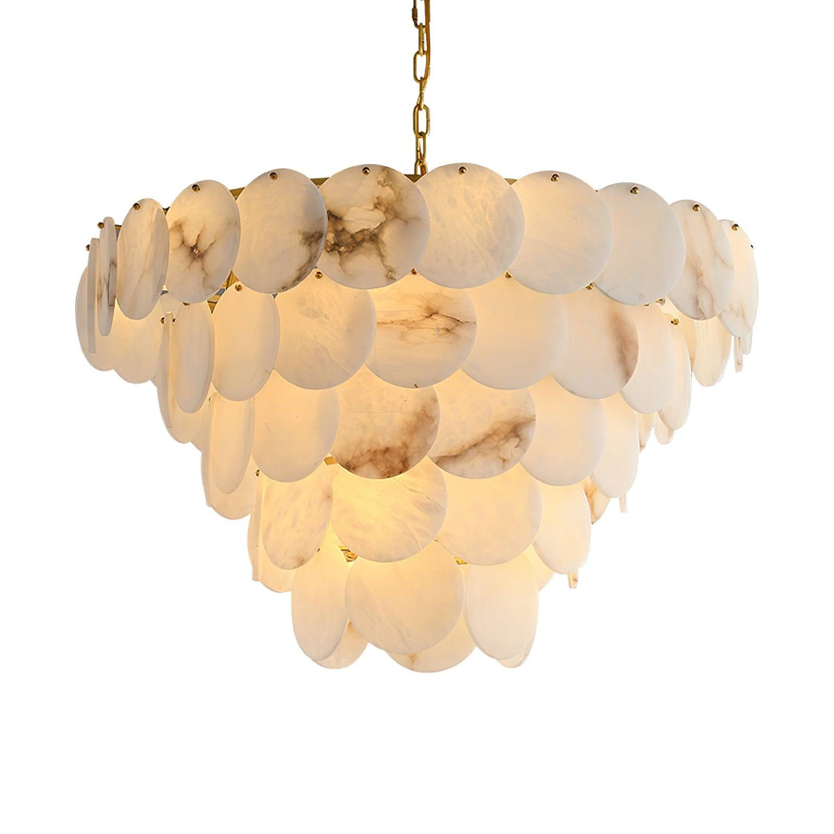Alabaster Shell Brass Chandelier 5 layers ? 35.4″ x H 31.5″ / Dia 90cm x H 80cm (E14*21) / Brass & White Chandelier