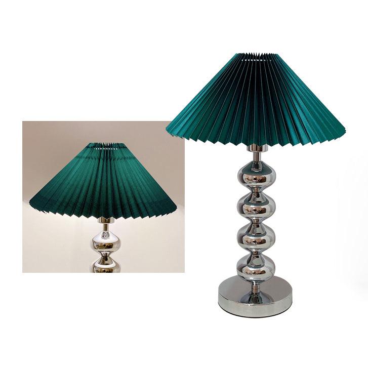 Aleisha Pleated Table Lamp ∅ 13.7″ x H 19.6″ / Dia 35cm x H 50cm / Chrome + Cyan / US plug Table lamp