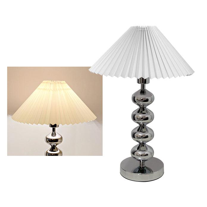 Aleisha Pleated Table Lamp ∅ 13.7″ x H 19.6″ / Dia 35cm x H 50cm / Chrome + White / US plug Table lamp