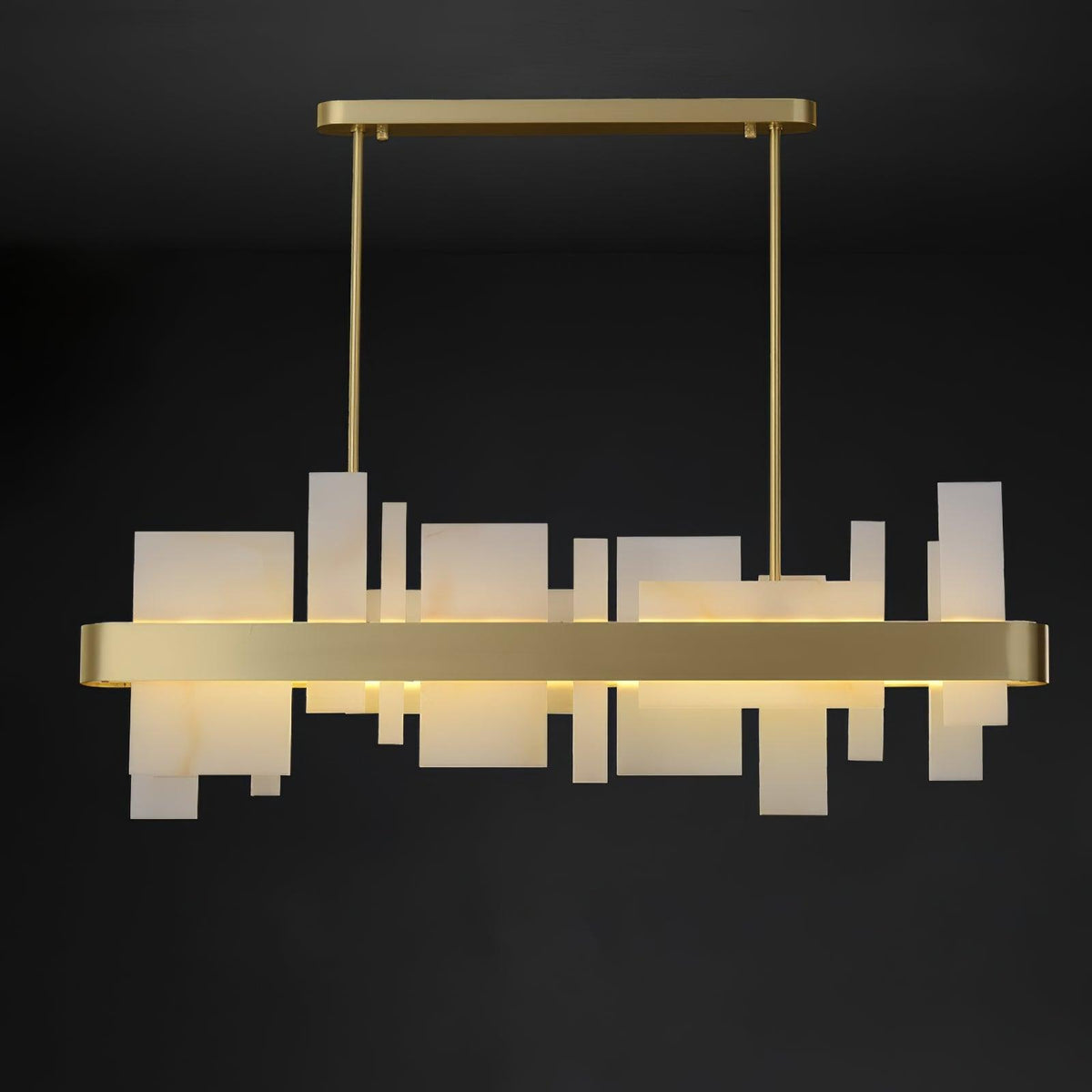 Amelie Chandelier L 39.3″ x H 13.1″ / L 100cm x H 33.5cm / Brushed brass + White / Warm White Chandelier