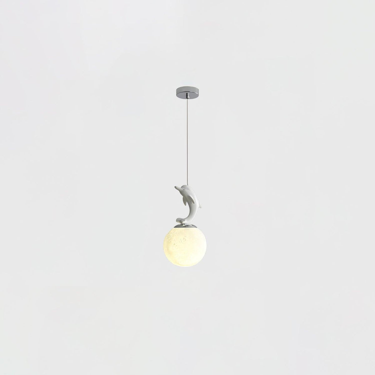 Animal And Moon Pendant Light White dolphin ? 5.9″ x H 10.6″ / Dia 15cm x H 27cm / Chrome Pendant light
