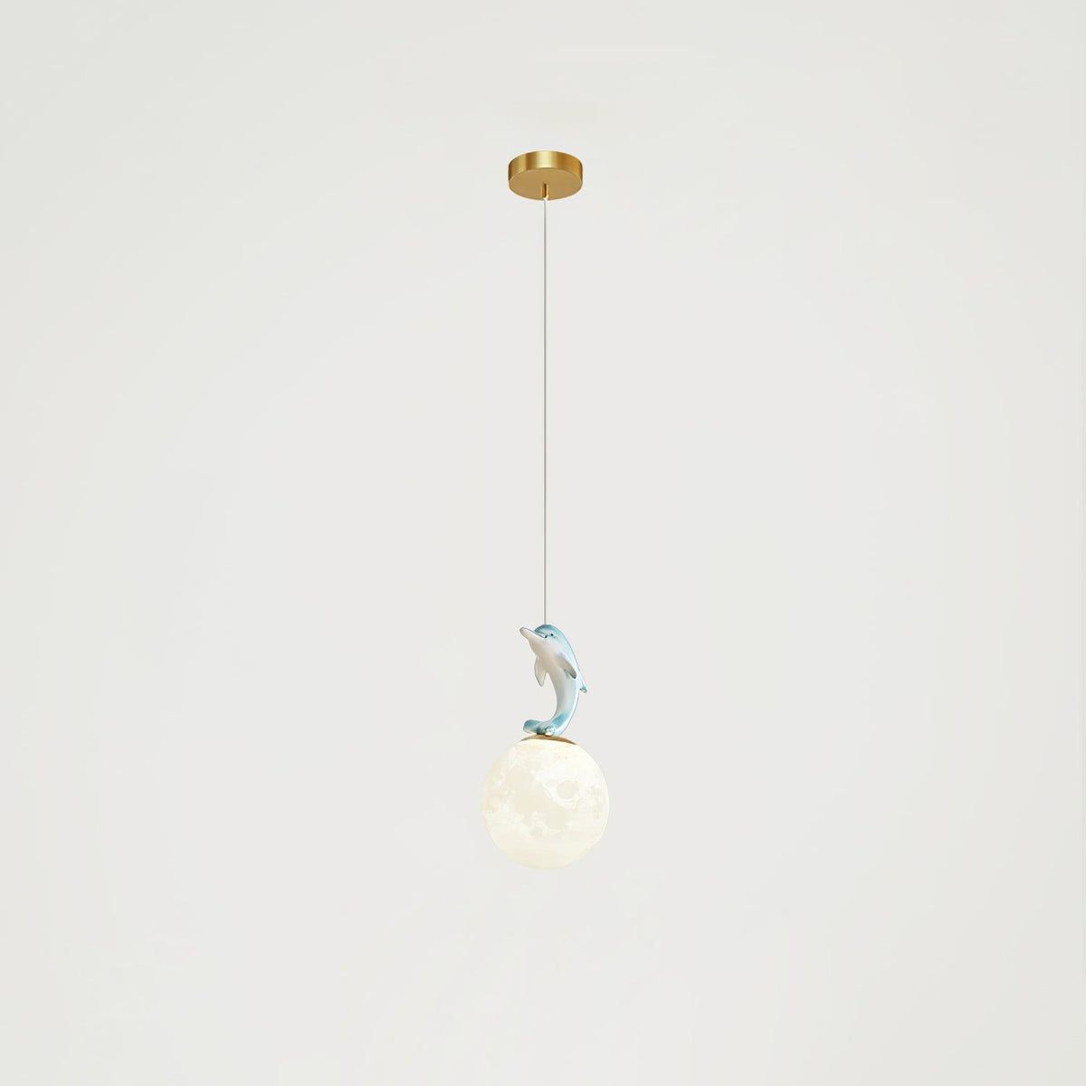 Animal And Moon Pendant Light Blue dolphin ? 5.9″ x H 10.6″ / Dia 15cm x H 27cm / Gold Pendant light