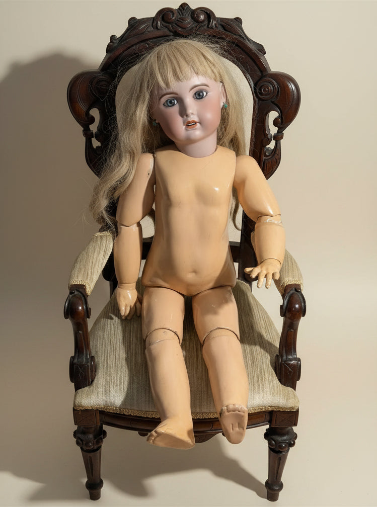 Antique French Bébé Jumeau Doll with Human Hair Wig