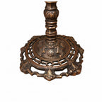Antique American Brass Torchiere Floor Lamp with Stained Glass