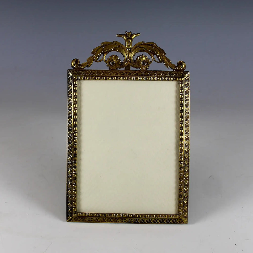 Antique Bronze Bow Top Photo Frame with Brass Easel Back