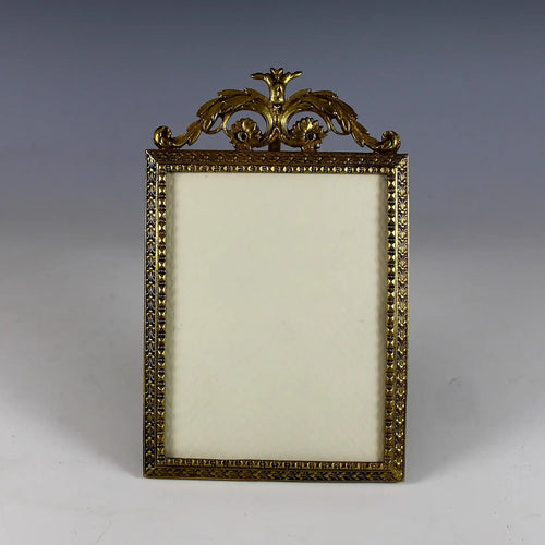 Antique Bronze Bow Top Photo Frame with Brass Easel Back