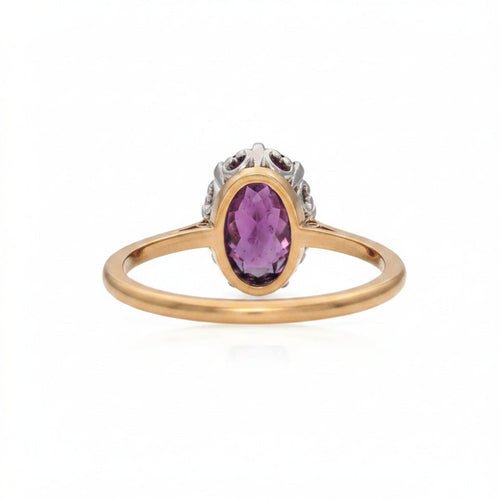 Antique Edwardian Yellow Gold Platinum Rhodolite Garnet Ring