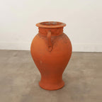Antique English 19th Century Terracotta Garden Urn with Decorative Handles