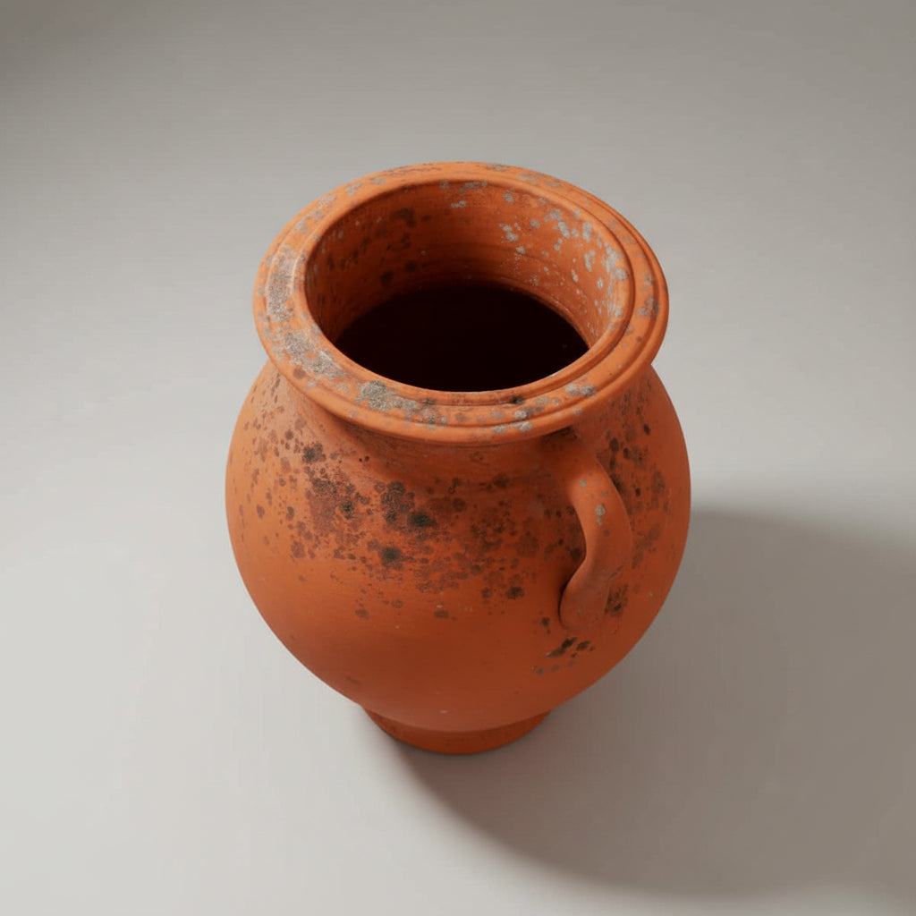 Antique English 19th Century Terracotta Garden Urn with Decorative Handles