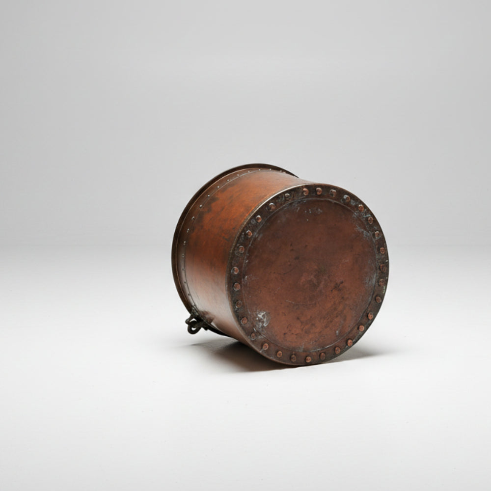 Antique French 19th Century Copper Hearth Cooking Pot with Handle