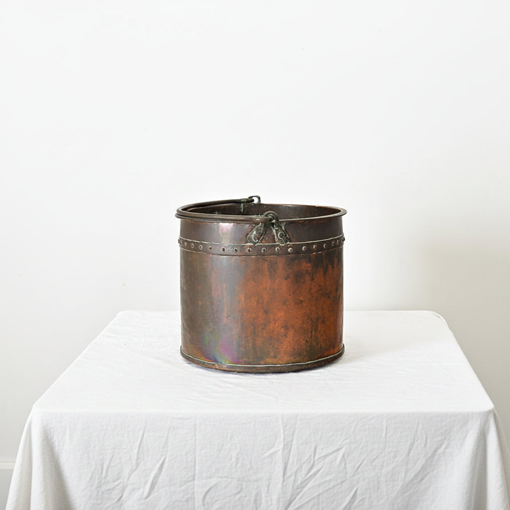 Antique French 19th Century Copper Hearth Cooking Pot with Handle