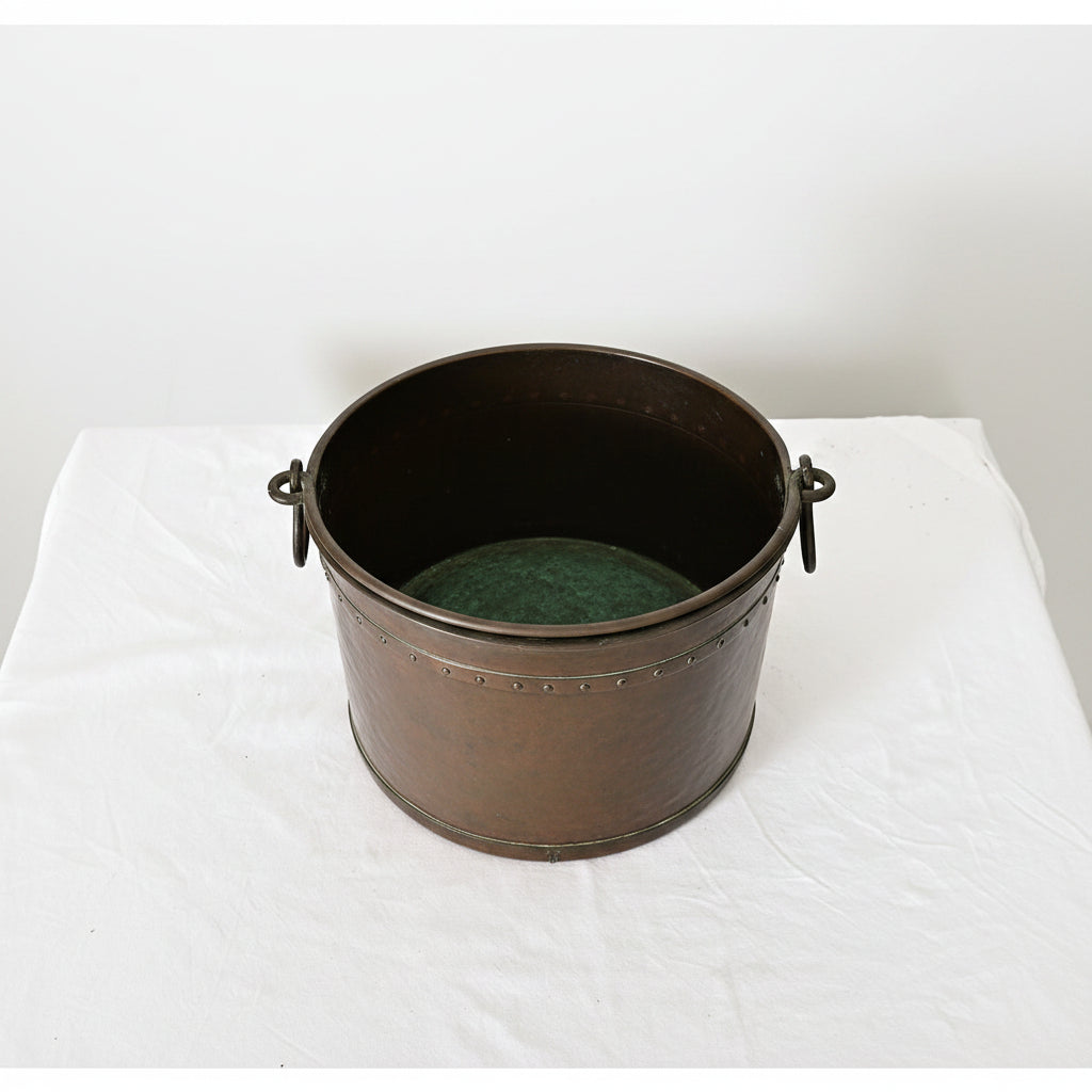 Antique French 19th Century Copper Hearth Cooking Pot with Handle