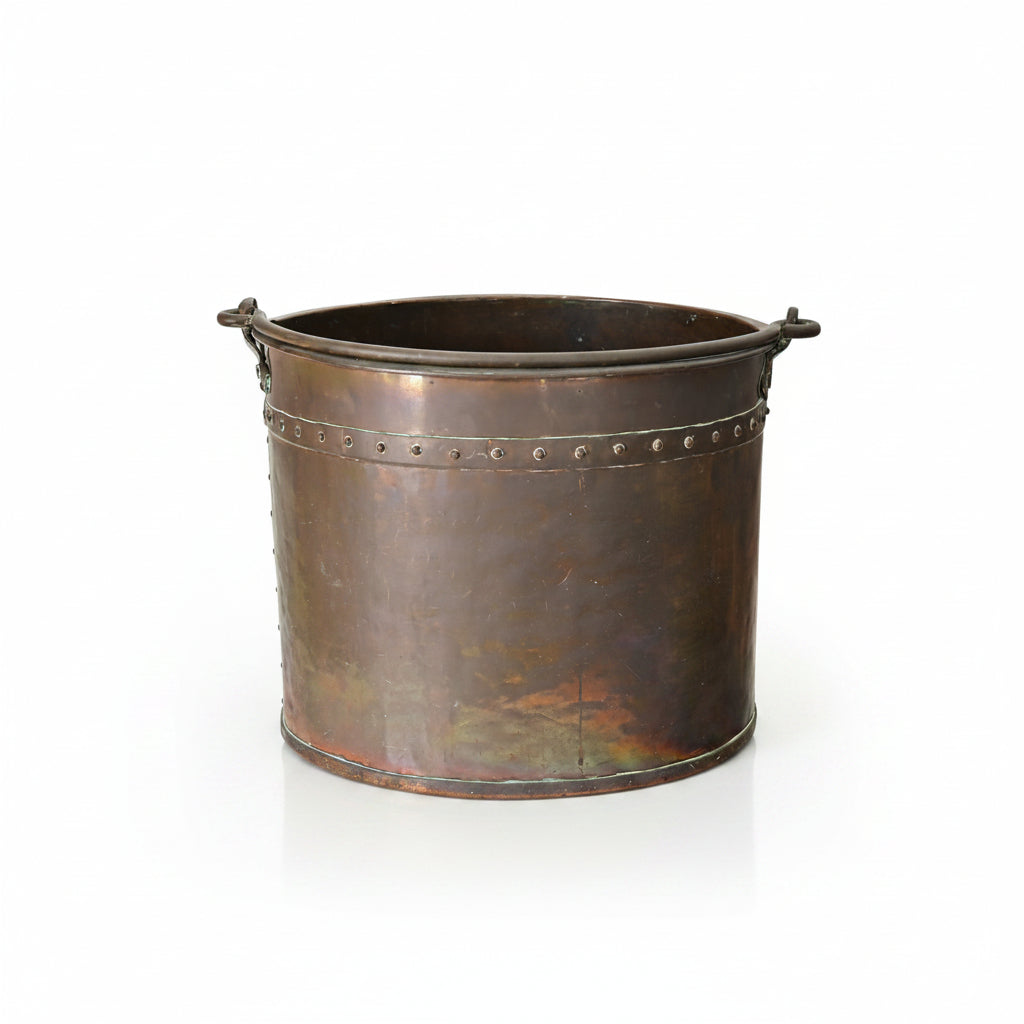 Antique French 19th Century Copper Hearth Cooking Pot with Handle