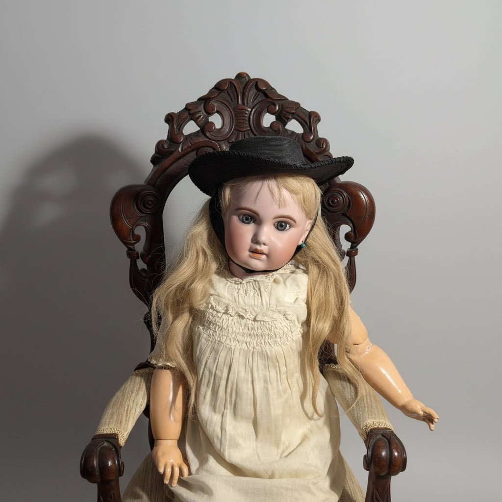 Antique French Bébé Jumeau Doll with Human Hair Wig