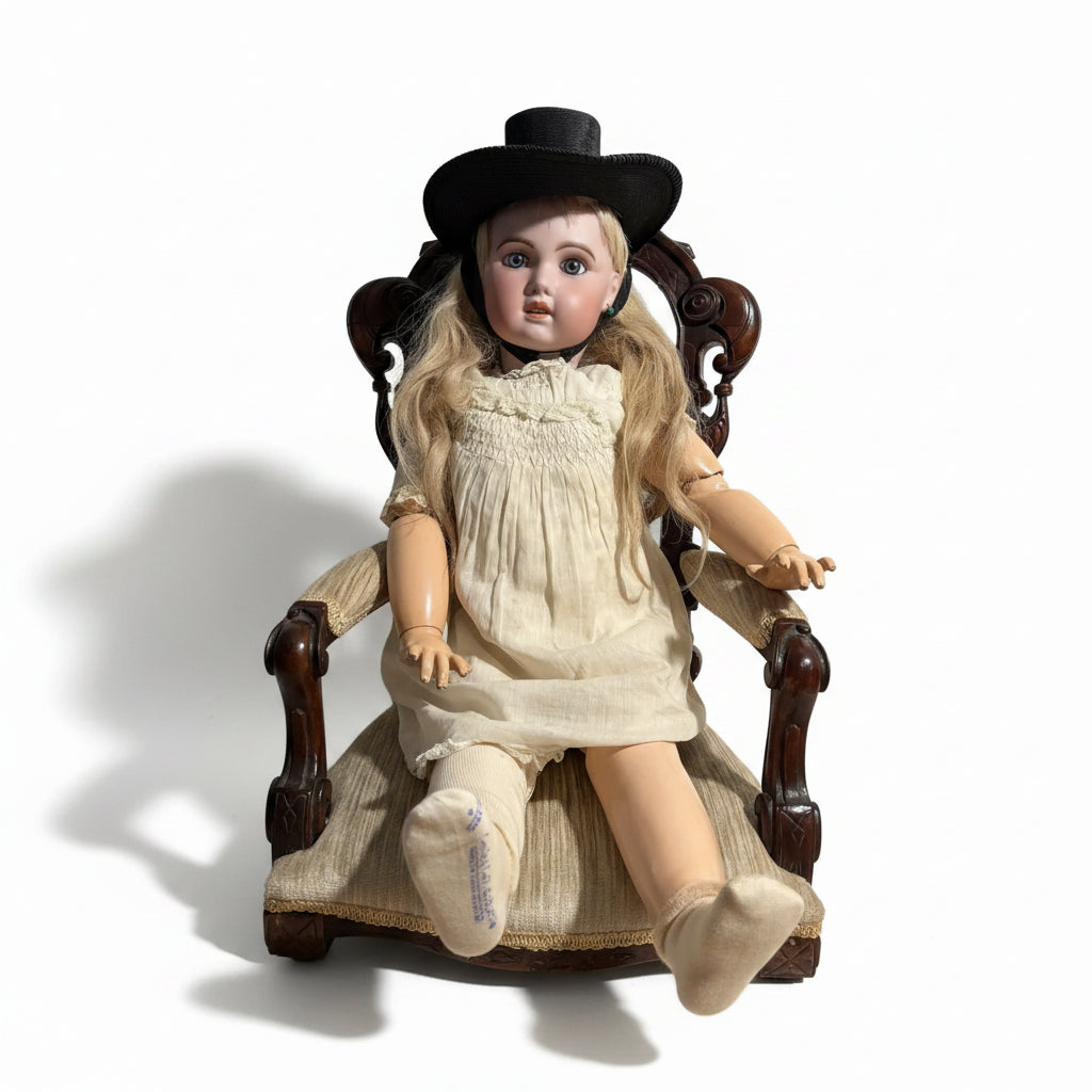 Antique French Bébé Jumeau Doll with Human Hair Wig