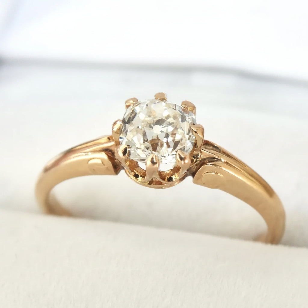 Antique French Belle Époque 18K Gold Old European Diamond Ring
