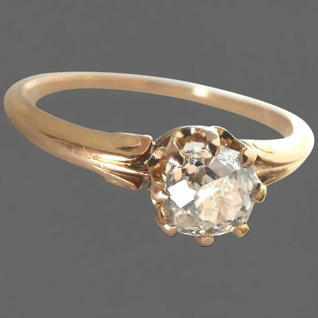 Antique French Belle Époque 18K Gold Old European Diamond Ring