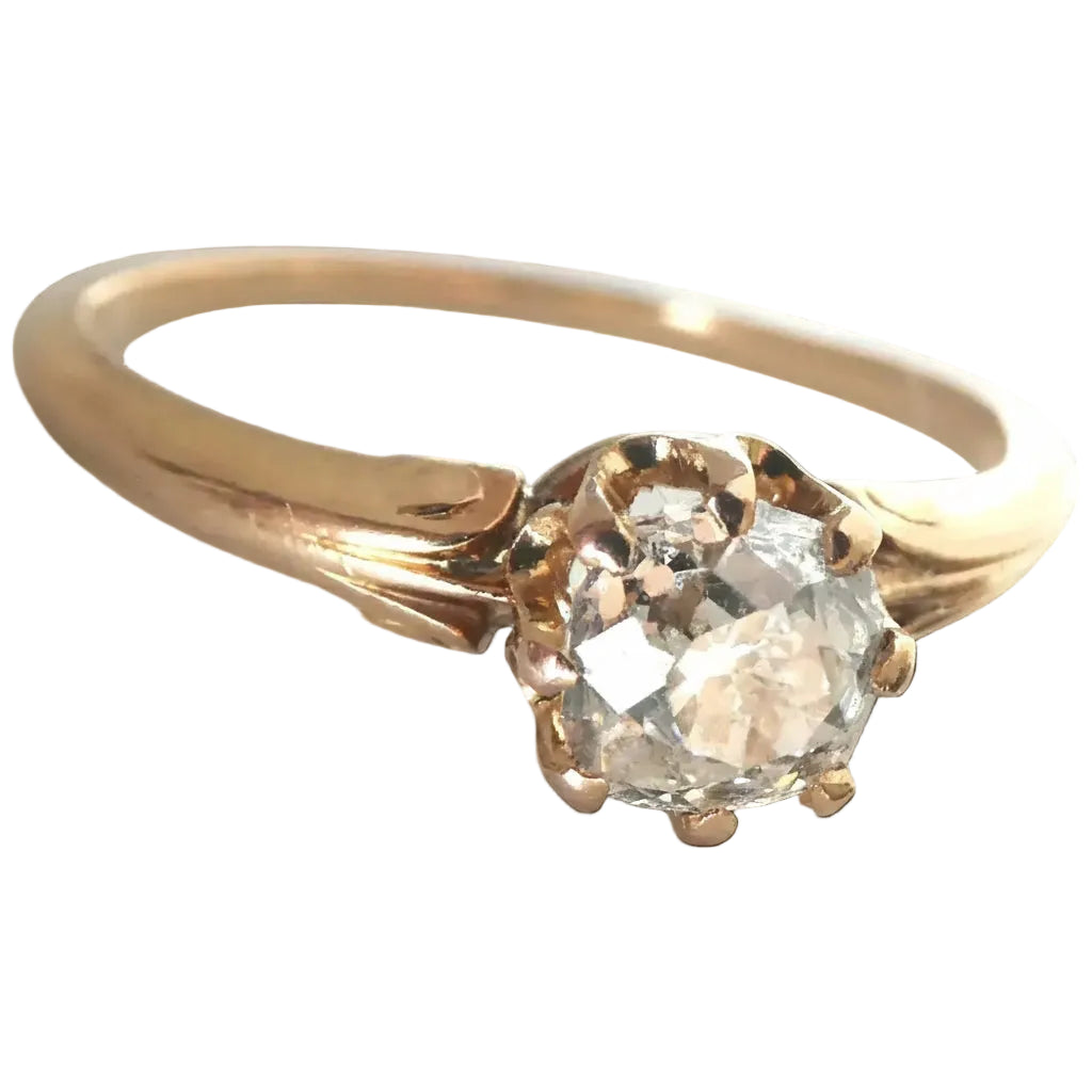 Antique French Belle Époque 18K Gold Old European Diamond Ring