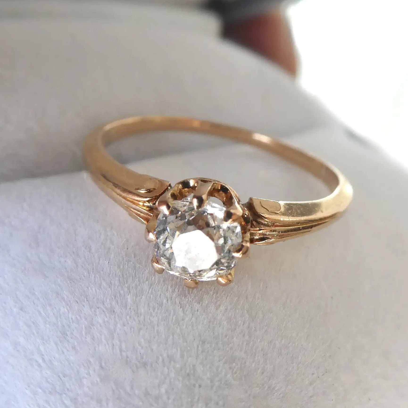 Antique French Belle Époque 18K Gold Old European Diamond Ring