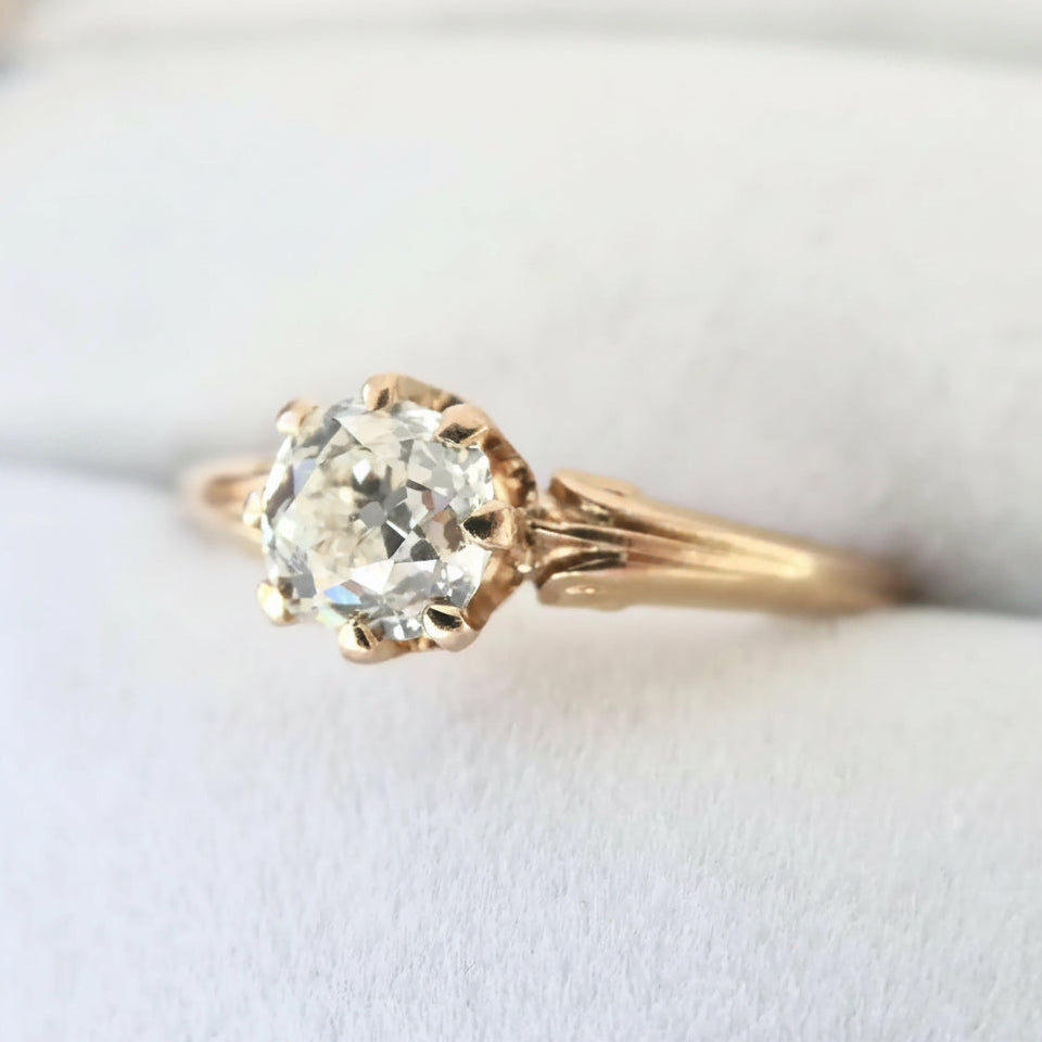 Antique French Belle Époque 18K Gold Old European Diamond Ring