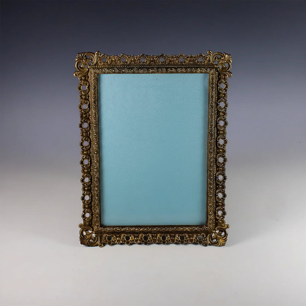 Antique French Gilt Metal Picture Frame for 7x10 Photos