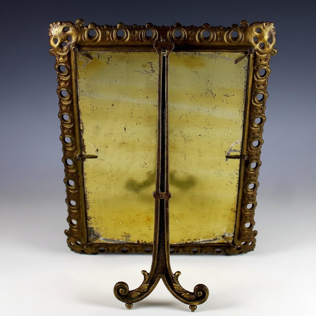 Antique French Gilt Metal Picture Frame for 7x10 Photos