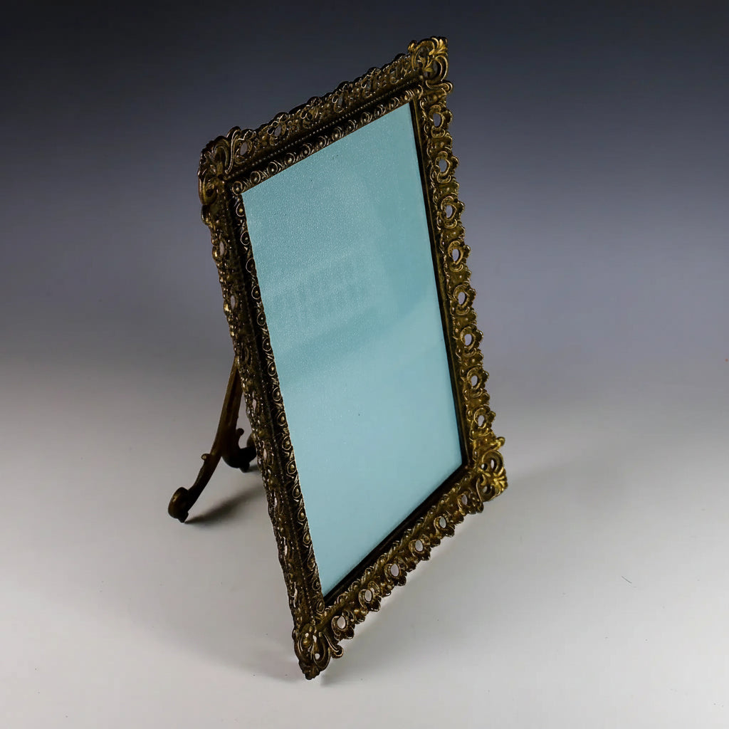 Antique French Gilt Metal Picture Frame for 7x10 Photos