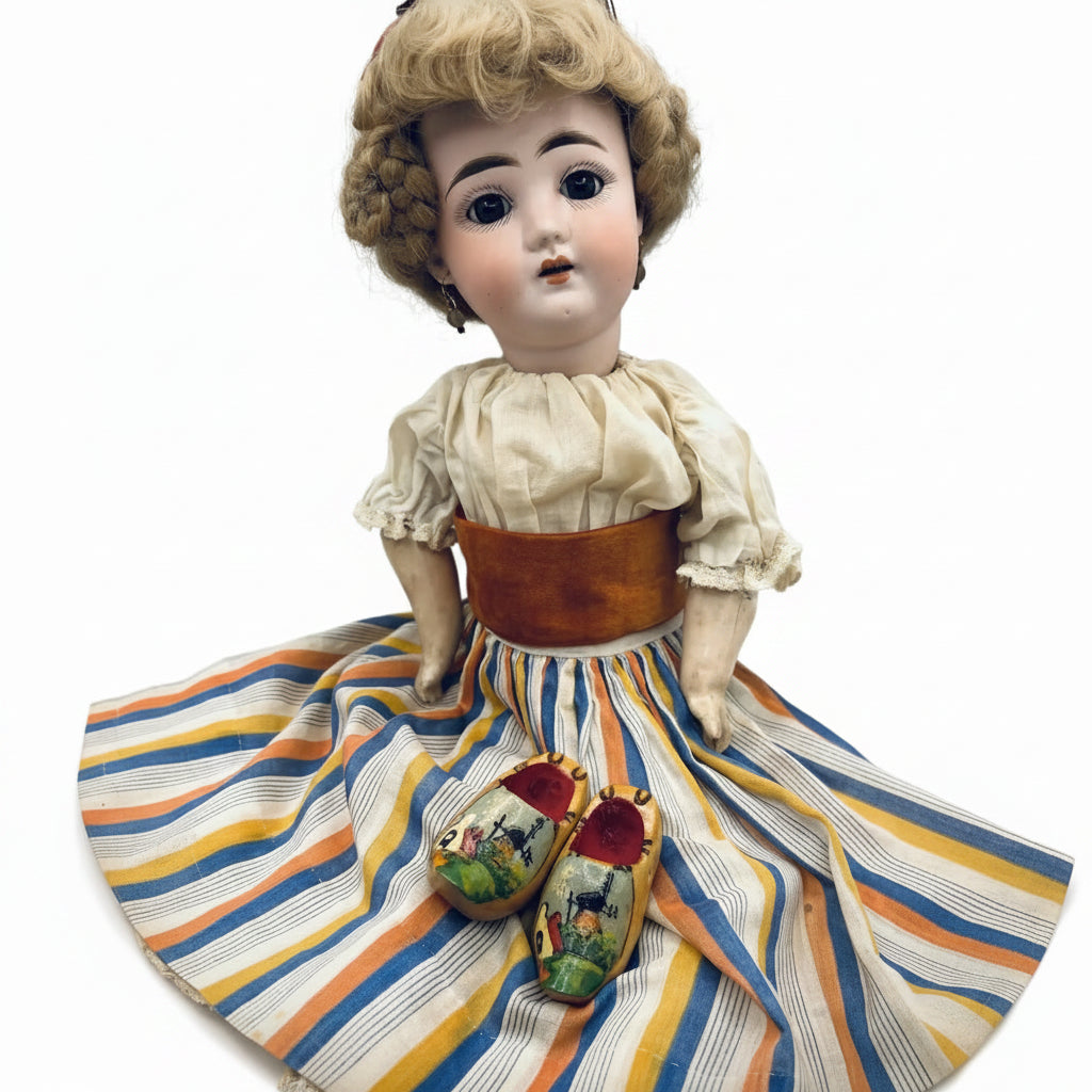 Antique German Bisque Head Doll with Pierced Ears